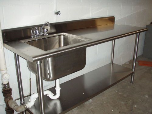 Advance Tabco  8 foot Stainless Table With Sink on Left or Right