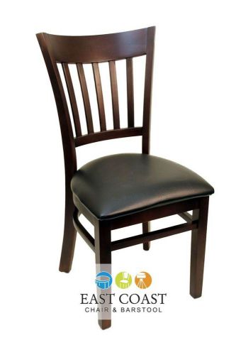 New Gladiator Walnut Vertical Back Restaurant Chair with Black Vinyl Seat