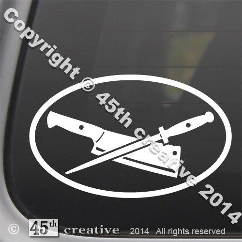 Butcher oval decal - butchering meat cleaver knife sharpener emblem logo sticker for sale