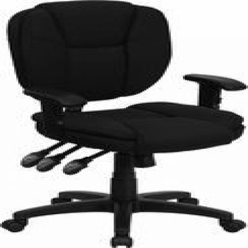 Flash Furniture GO-930F-BK-ARMS-GG Mid-Back Black Fabric Multi-Functional Ergono