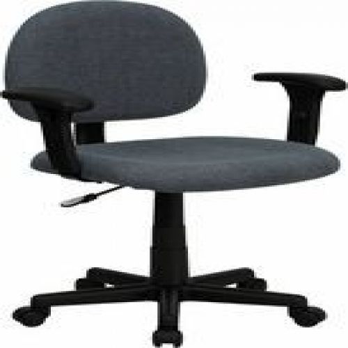 Flash Furniture BT-660-1-GY-GG Mid-Back Ergonomic Gray Fabric Task Chair with Ad