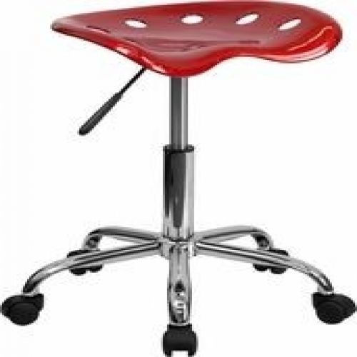 Flash Furniture LF-214A-WINERED-GG Vibrant Wine Red Tractor Seat and Chrome Stoo