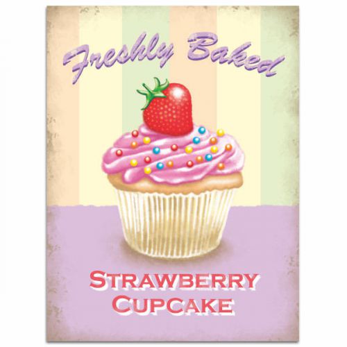 Sweet Strawberry Cupcake Metal Sign