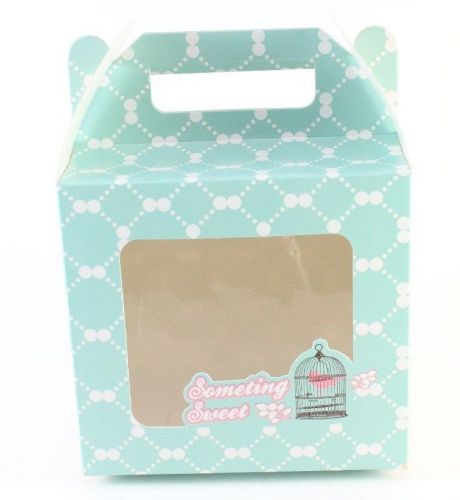 15X10x14 CM GREEN AND PINK BAKERY BOXES GREAT FOR COOKIE , DOLL, SNACK AND CANDY