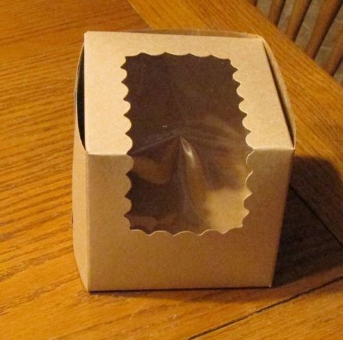 4&#034;X4&#034;X4&#034; KRAFT CUP CAKE BOX, PASTRY, BAKERY,, 1-PC(10 BOXES)FREE SHIPPING