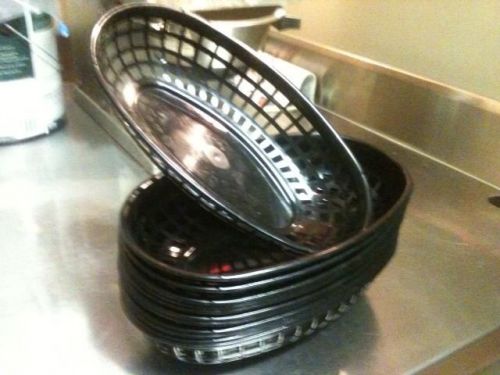 Thunder Group PL bK938 1Dozen- Plastic Oval Basket, 9-3/8&#034; Black