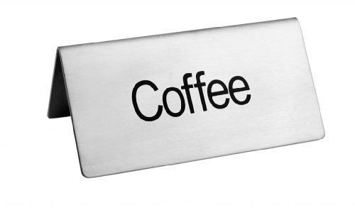 NEW New Star Stainless Steel Table Tent Sign  &#034;Coffee&#034;  3-Inch by 1-1/2-Inch  Se