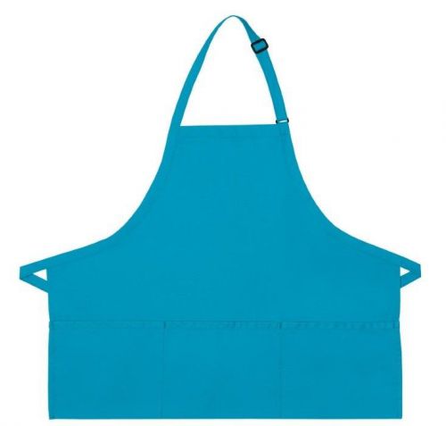Turquoise bib apron 3 pocket craft restaurant baker butcher adjustable usa new for sale