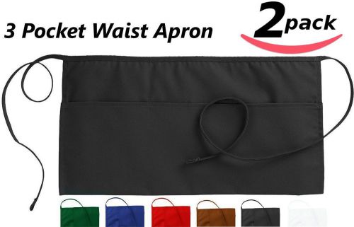 UTOPIA WAIST APRON with 3 Pockets Cotton Poly Commercial Restaurant 2 &amp; 12 PACK