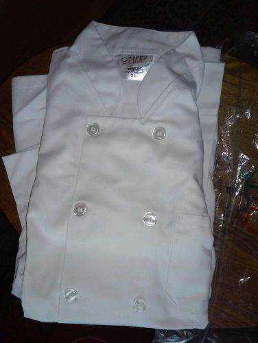 HAPPY CHEF WHITE JACKET SIZE XL STYLE #403 NEW IN BAG 31&#034; LONG &amp; long sleeve