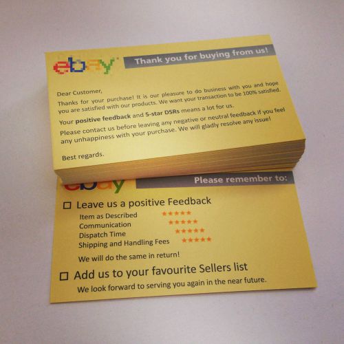 400 pcs Thank You For Your Ebay Purchase Seller Notes Card Printing Duplex Label