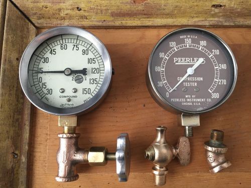 2 (TWO) Vintage pressure Pressure Gauges, Antique, Retro, Brass