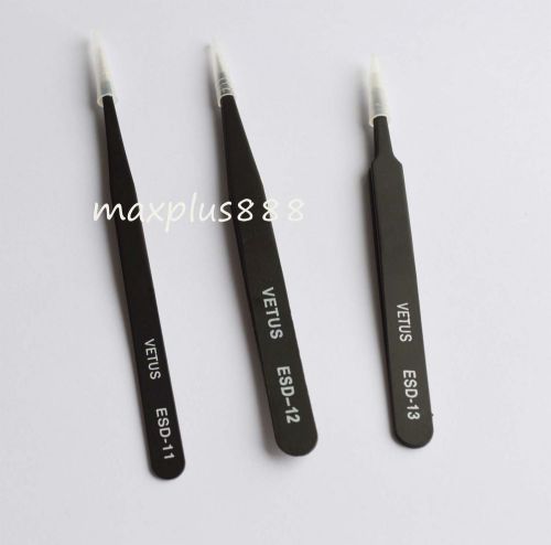 Esd-11+esd-12+esd-13 tweezers vetus selected professional tools hrc40° new for sale