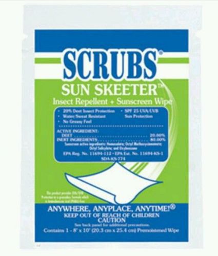 Scrubs© Sun-Skeeter Sunscreen + Insect Repellent Wipes -100 Box