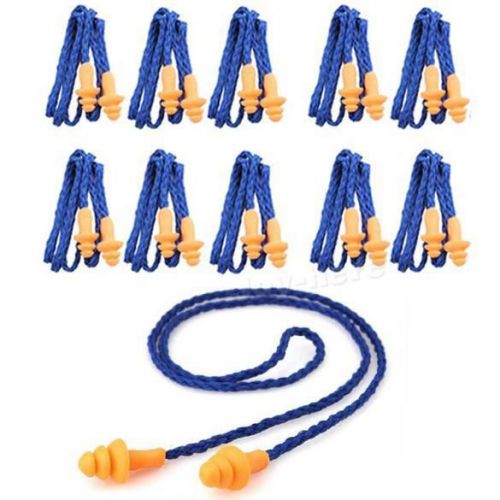 10pcs soft silicone corded ear plugs reusable hearing protection earplugs jhrf for sale