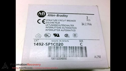 ALLEN BRADLEY 1492-SP1C020 - PACK OF 2 - SERIES C MINI CIRCUIT BREAKER, NEW