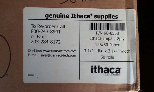 Transact Ithaca Receipt Paper 3-1/4in X 125ft 50 rolls/case 98-0558 2-part NCR