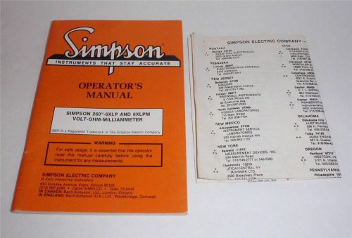 Vintage Simpson Model 260-6XLP &amp; 260-6XLPM Multimeters Operator&#039;s Manual - MINT