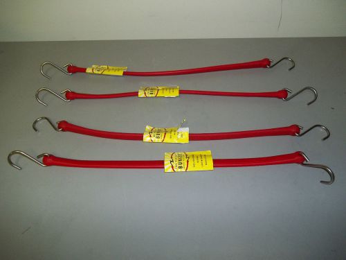 The Perfect Bungee 19-Inch Easy Stretch Strap with Steel S-Hooks Red (4 Pack)
