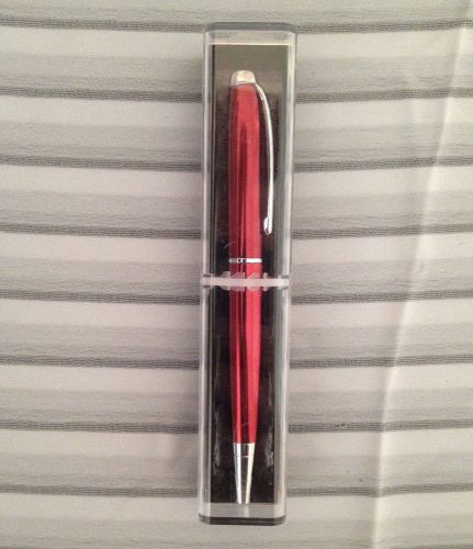 1 Brand New Red Journal Pen w/ Clip - In Case - Black Ink