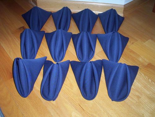 12 Navy Blue Cloth Napkins 17&#034; X 17&#034; Formal Meal Catering Weddings