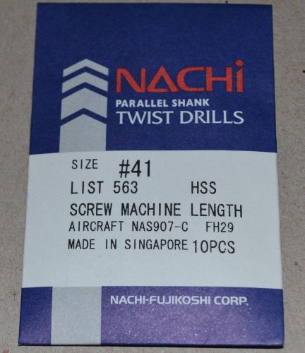 NACHI #41 HSS DRILLS SCREW MACHINE LENGTH-AIRCRAFT &#034;NEW&#034; 10 Pcs