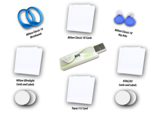 NFC Reader Writer Development Kit - NXP PN533 USB Stick - 17 tags set - libNFC