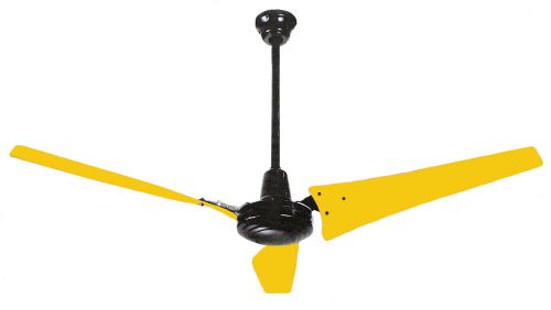 60&#034; Industrial BY-660-6L ceiling fan, black &amp; yellow airfoil style blades, 120v