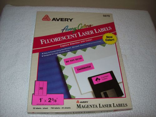 Avery 5970 Fluorescent Magenta (Pink) Laser Labels 21 Full Unused Sheets
