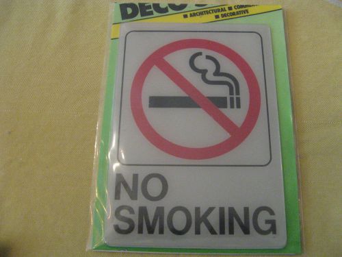 DECO Hy-Ko &#034;NO SMOKING&#034; Sign Self Adhesive 5&#034;x 7&#034; LOT of 2, Made in USA Product