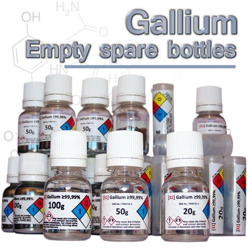 Empty spare bottles to store our 99,99% pure GALLIUM metal