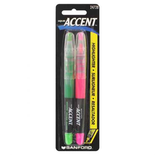 Sanford Liquid Accent Pocket-Style Highlighters, Chisel Tip, Assorted, 2/Pack
