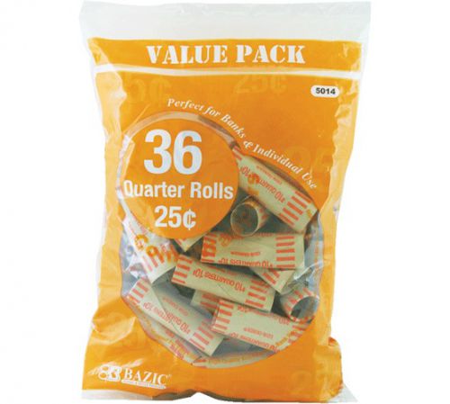 BAZIC Quarter Coin Wrappers (36/Pack), Case of 50