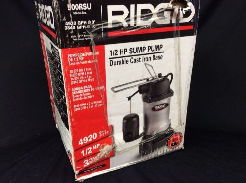 New ridgid 500rsu 1/2 hp cast iron submersible sump pump vertical float switch for sale
