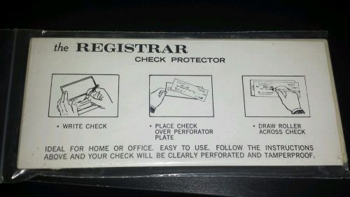 Vintage NEW IN PACKAGE The Registrar Check Protector Harold Flack Insurance PA