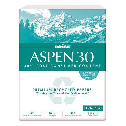 NEW BOISE CASCADE 054901-P ASPEN 30% Recycled Office Paper, 3-Hole, 92 Bright,