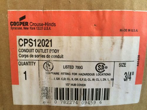 Cooper crouse hinds cps12021 explsion proof conduit outlet body w/ cover for sale