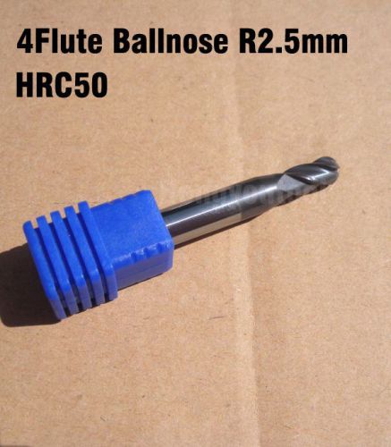 Lot 1pcs Solid Carbide 4Flute Ballnose End Mills Dia 5.0mm Radius 2.5mm HRC50