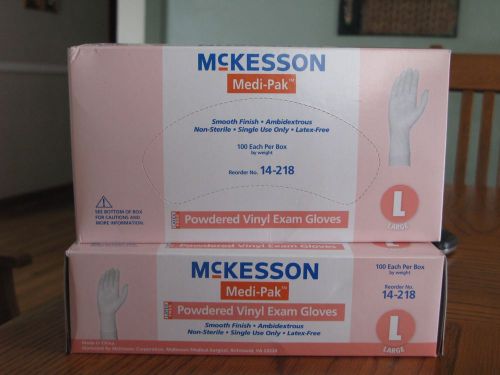 McKesson Medi-Pak Powdered Exam Gloves 2 boxes Size L Large 100/box