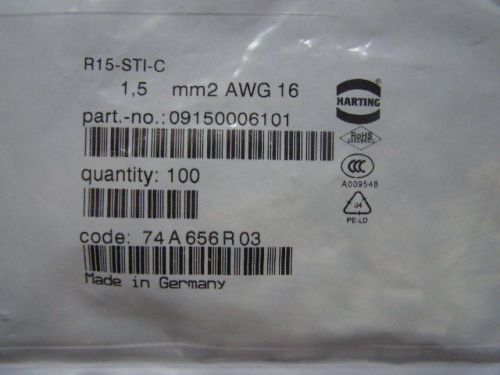 HARTING R15-STI-C 1,5 mm2 AWG 16 MALE CRIMP CONTACT 09150006101