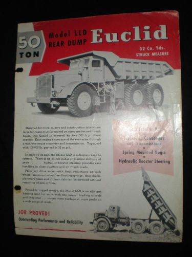 1954 EUCLID Brochure MODEL LLD Rear Dump 50 ton  2 pages
