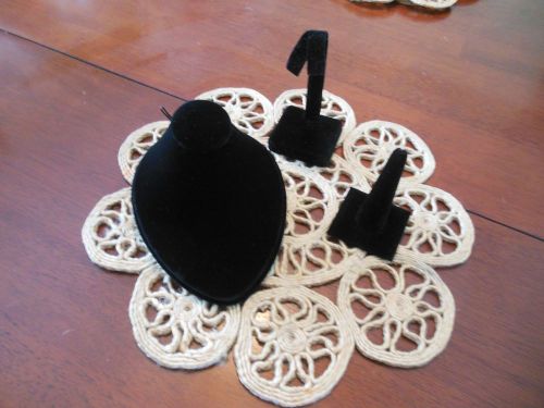 BLACK NECKLACE, EARRINGS &amp; RING JEWELRY DISPLAY STAND HOLDER