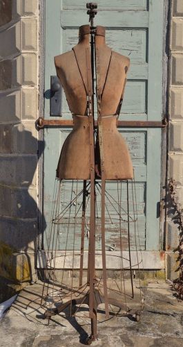 Fantastic Antique Victorian Dress Form 1908 w/ Steel Skirt Steampunk Mannequin