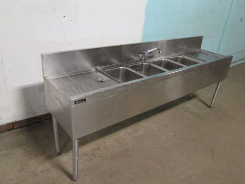 &#034;PERLICK&#034; H.D. COMMERCIAL S.S. 4 COMPARTMENT UNDER COUNTER BAR SINK w/FAUCET