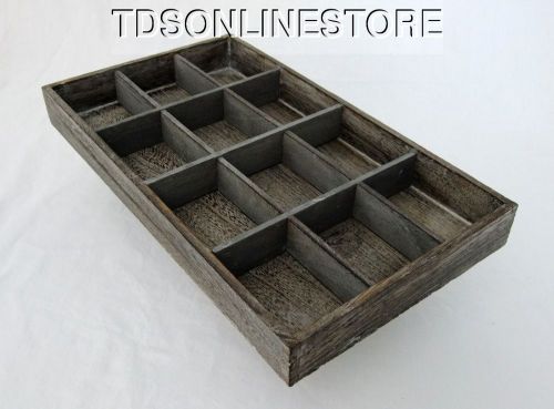 Rustic Antique Coffee Color Jewelry Display Sorting Tray With 12 Slots