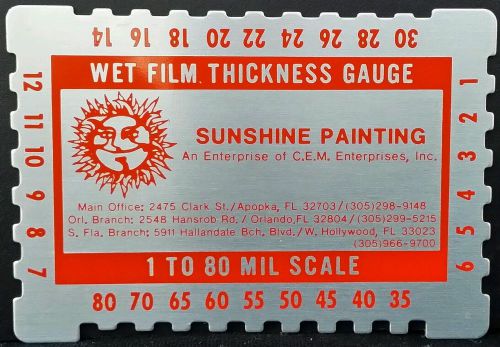 4 Sunshine Wet Film Thickness Gauge 1 to 80 Mil Scale Comb Paint Resin &#034;New&#034;