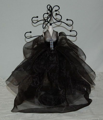 Jewellery Stand - Figurine in Black Chiffon Dress (H33cm) - EUC