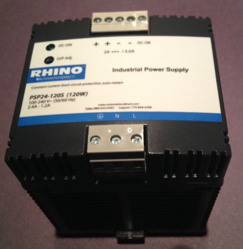 New rhino power supply psp24-120s 24vdc 5a (120w) din-rail for sale