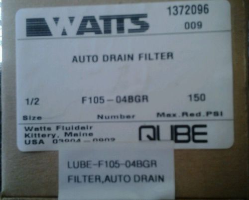 NEW Watts auto drain filter 1/2&#034; npt f105-04bgr   150psi max