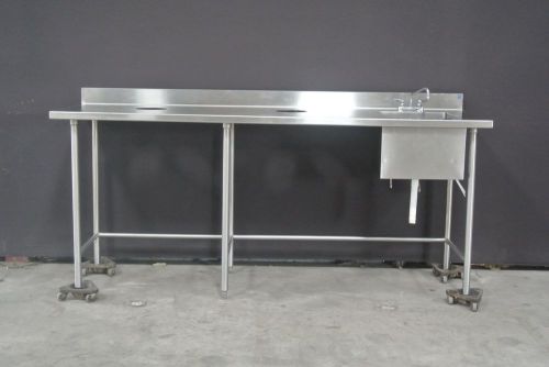 KemLee 86&#034; Stainless Steel High Top Table with Handsink and 2 Trash Holes